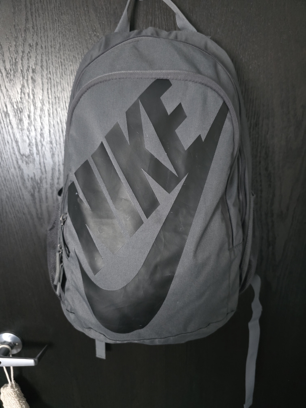 Nike Men's Grey Backpack with Large Swoosh Logo